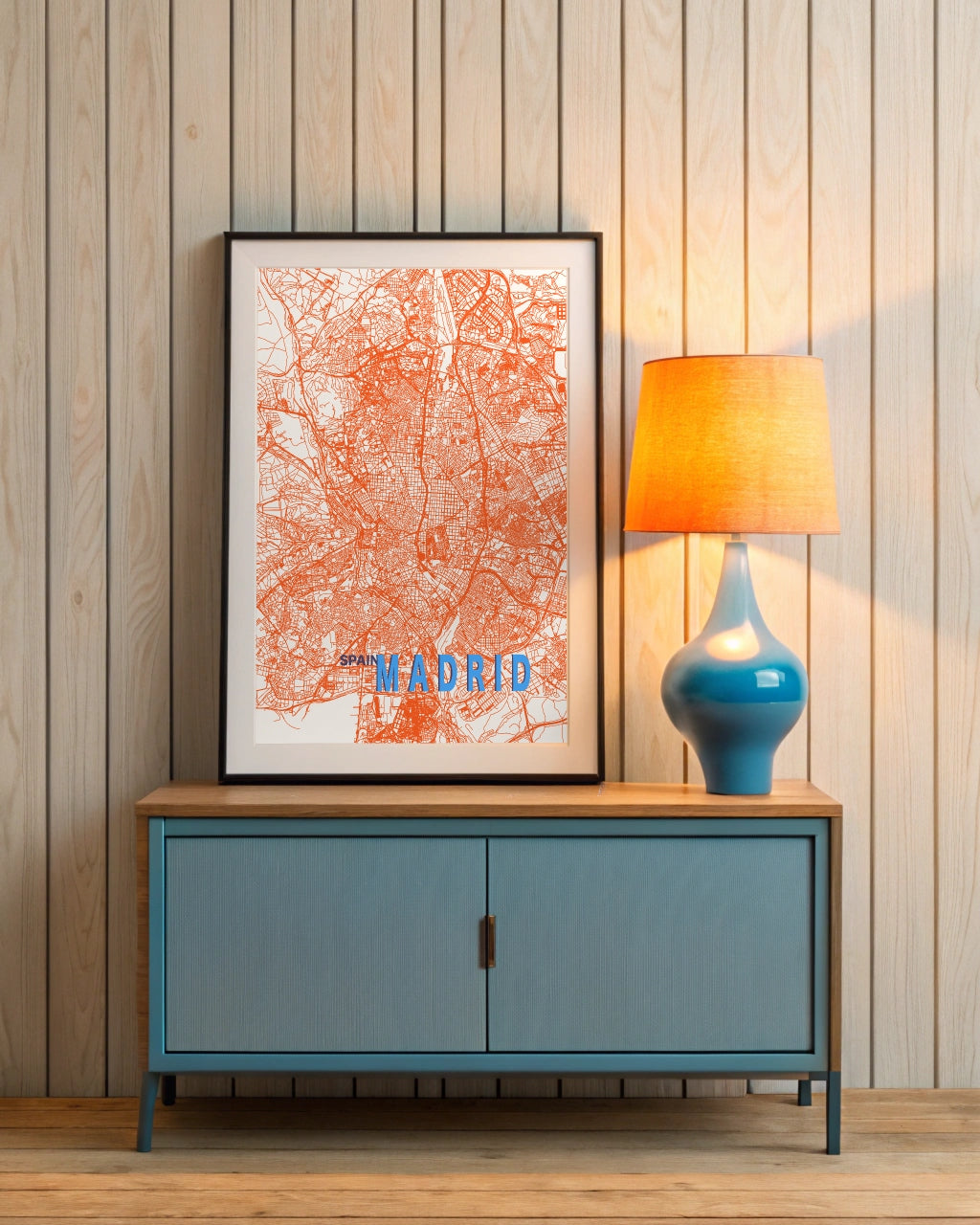 Mapa Bold Ciudad de Madrid - Póster de Arte Colorido para Pared