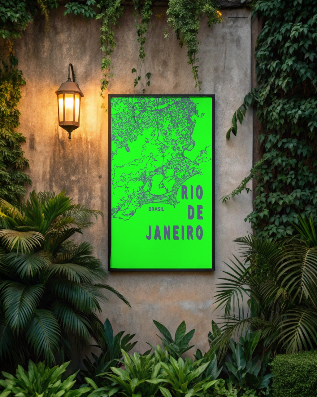 Mapa Bold Ciudad de Río de Janeiro - Póster de Arte Colorido para Pared