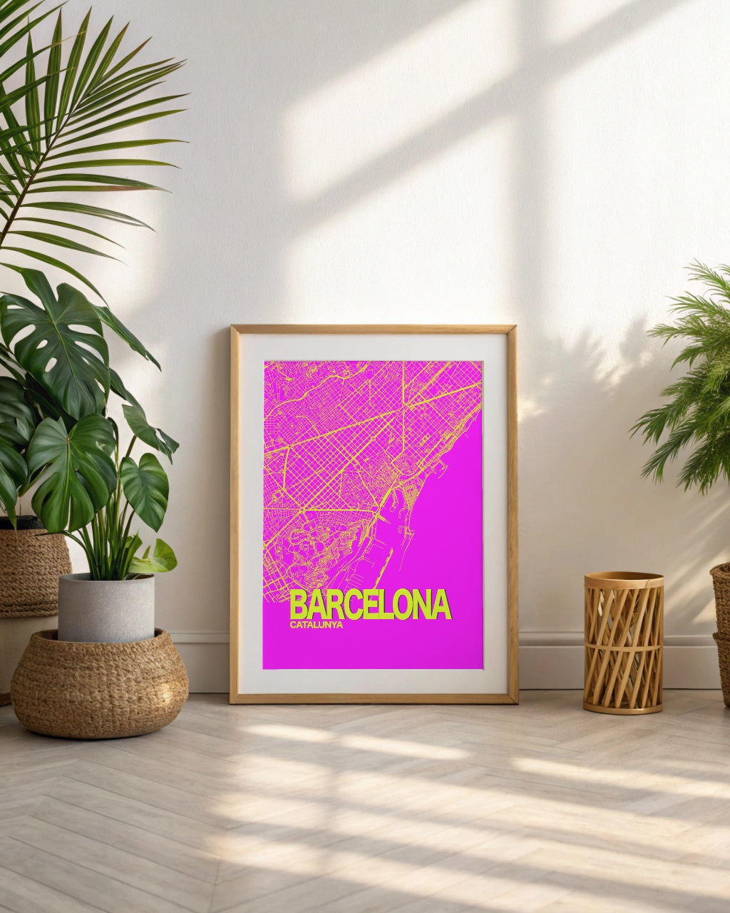 Mapa Bold Ciudad de Barcelona - Póster de Arte Colorido para Pared