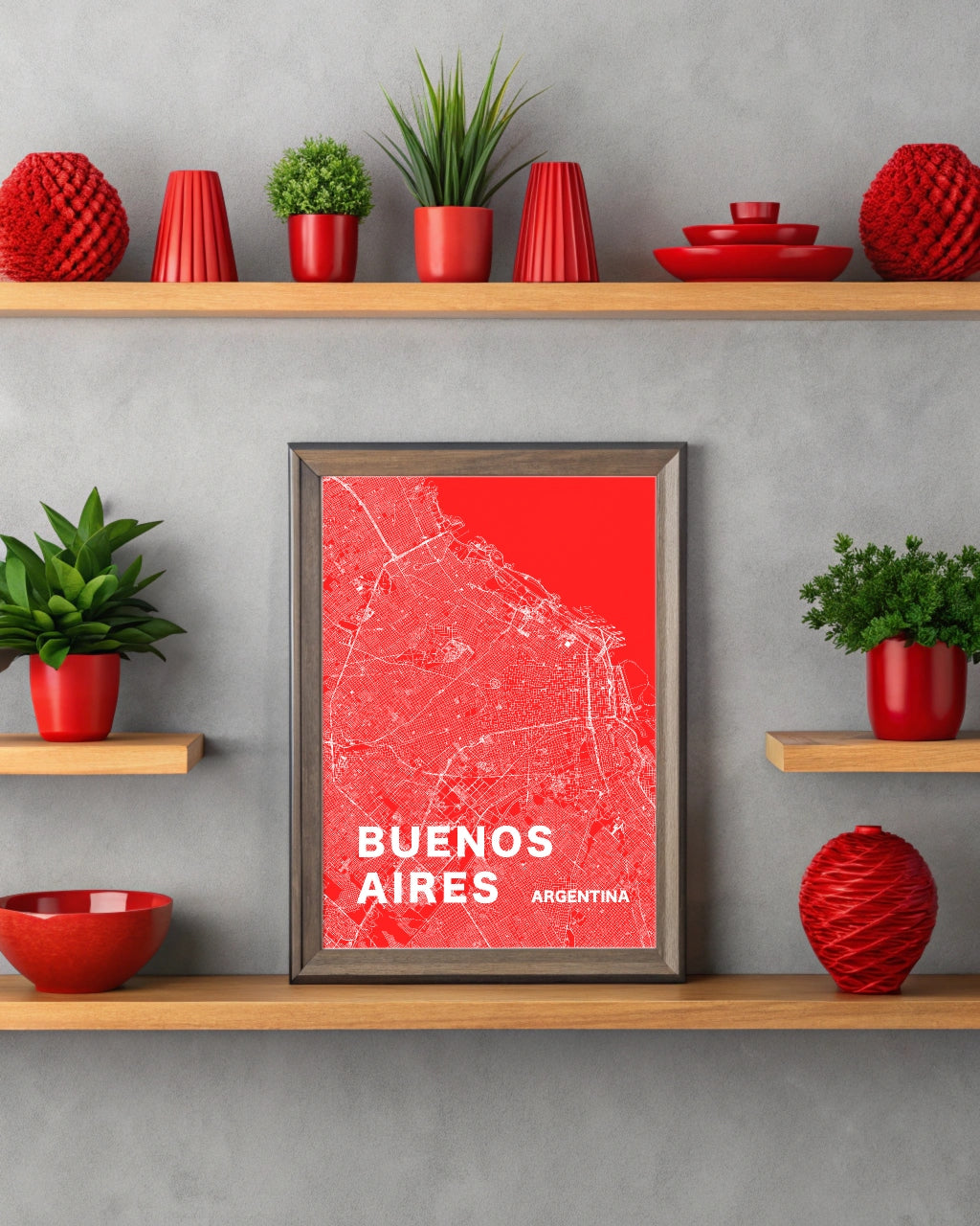 Mapa Bold Ciudad de Buenos Aires - Póster de Arte Colorido para Pared