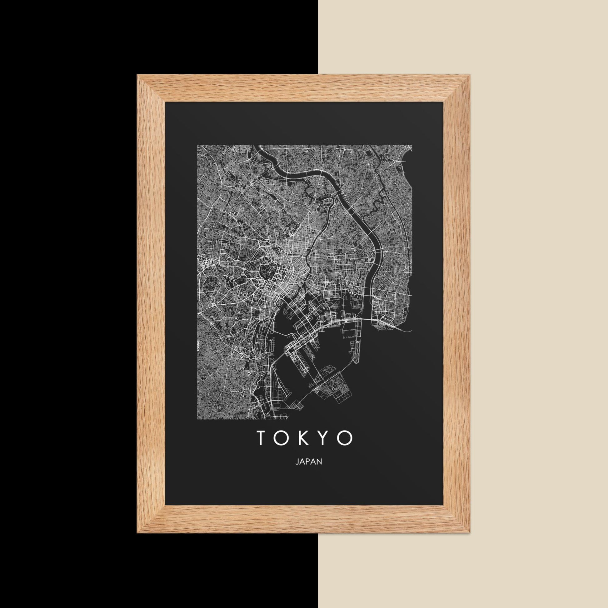 Pop Tokyo City Map - Vibrant Wall Art Poster - Black, White