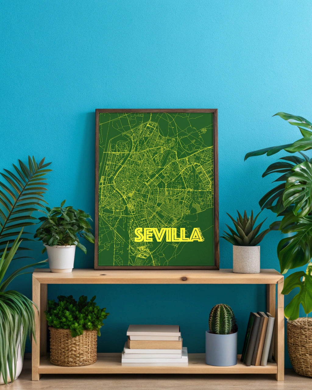 Mapa Bold Ciudad de Sevilla - Póster de Arte Colorido para Pared